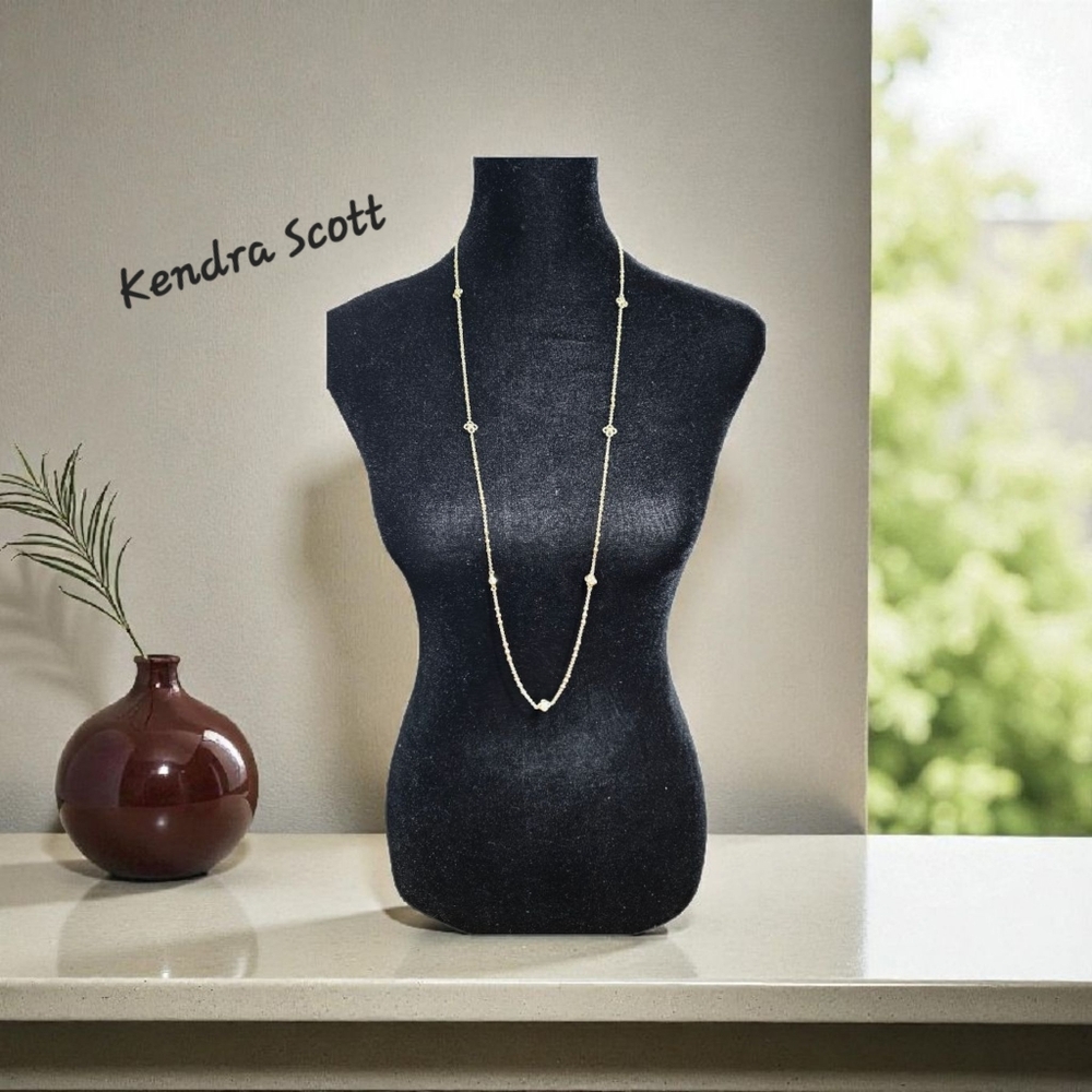 Kendra Scott Gold Plated CZ Pendant 36" Long Necklace - Picture 1 of 5